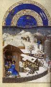 LIMBOURG brothers Les trs riches heures du Duc de Berry: Fevrier (February) sef oil painting artist